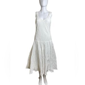 DKNY Drop waist Gauze  Maxi Dress White Size 8